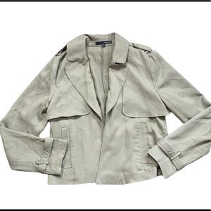 HARVE BERNARD Olive Green Open Front Utility Military Blazer Jacket Medium M